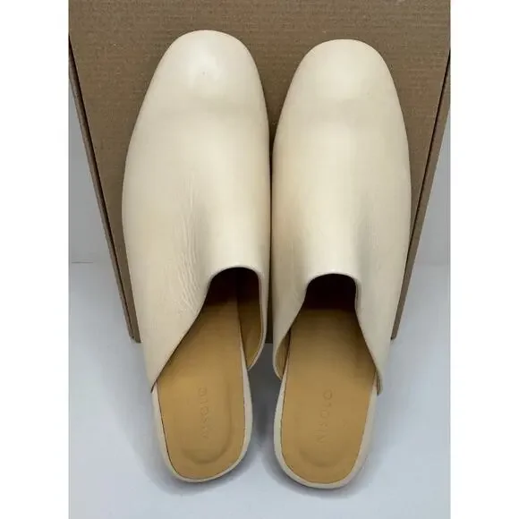Nisolo All-Day Heeled Mule- Color Bone - Leather -Size 10 - New in box